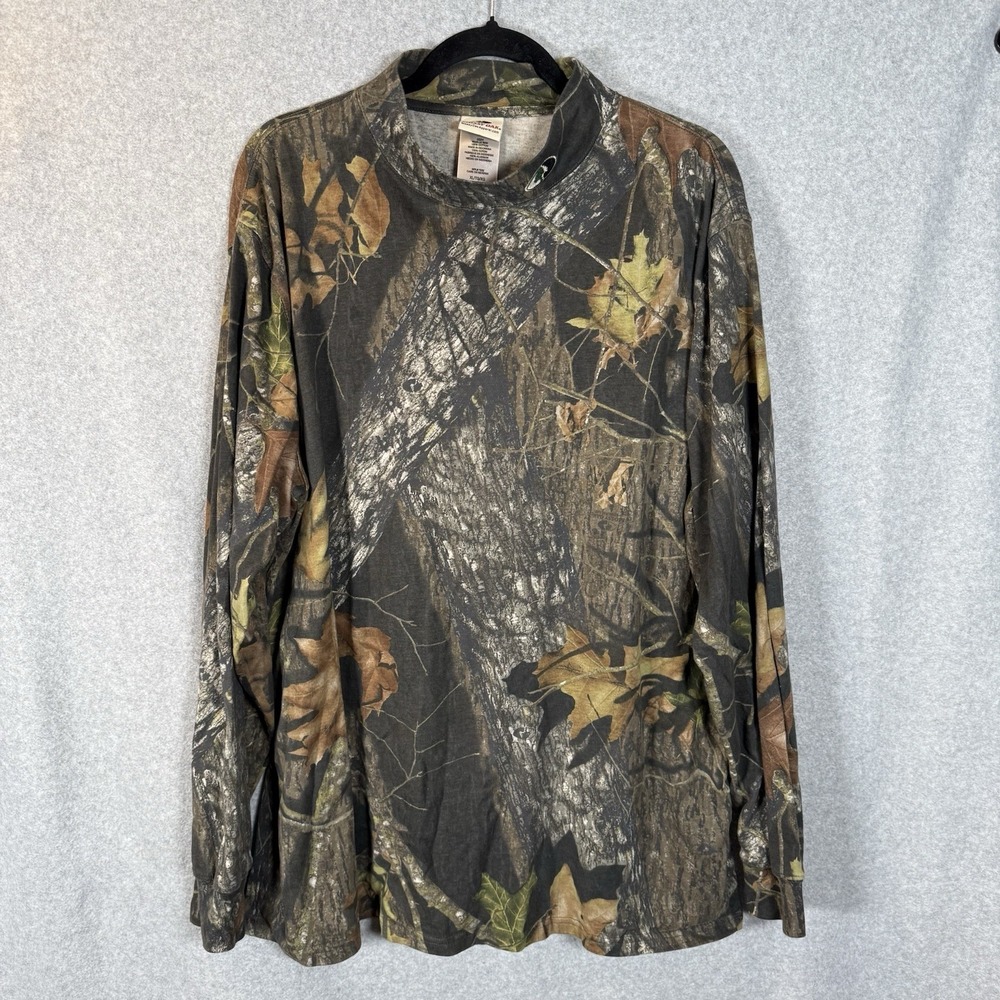 Mossy Oak Long Sleeve Camo Shirt Mens XL Mock Neck Cotton